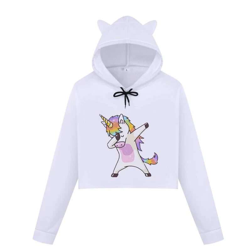 Sweat Crop Top Licorne Dab de l'espace